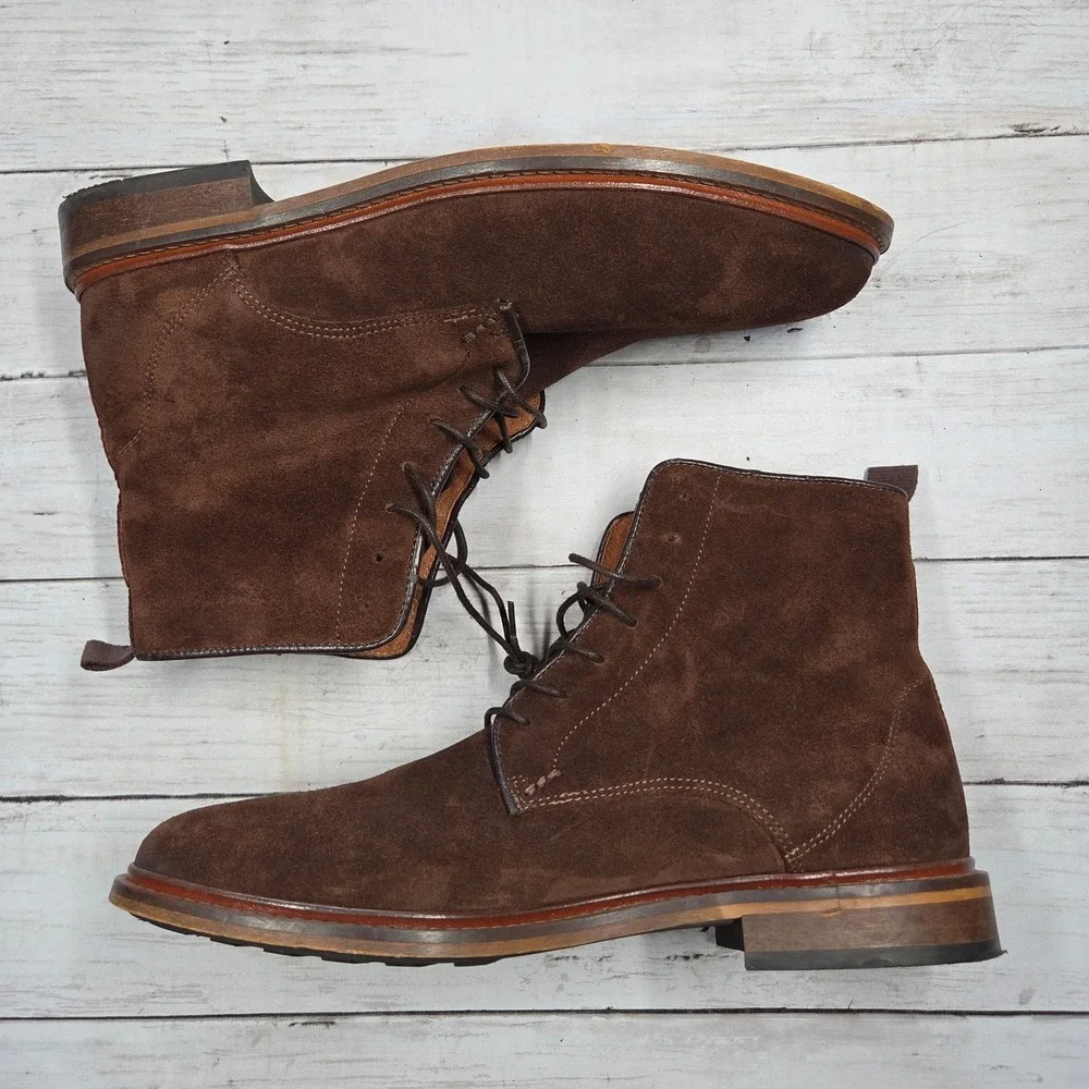 Shoe The Bear Dev Lace Up Boots Suede Mens 44 Brown Ankle Boot